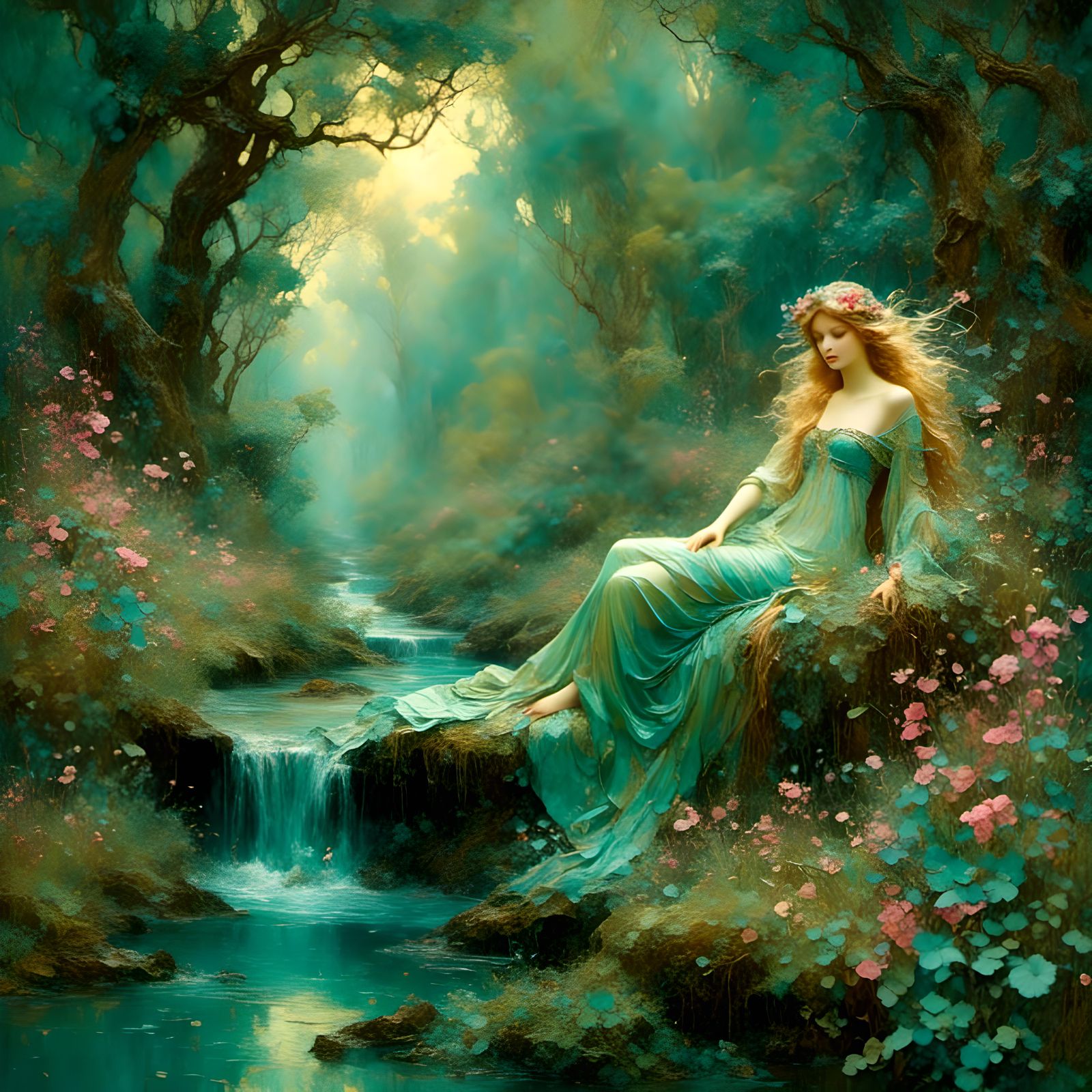 Mythical Forest in Art Nouveau Style