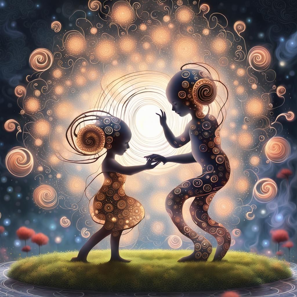 Dancing God and Goddess with Fractal Tree