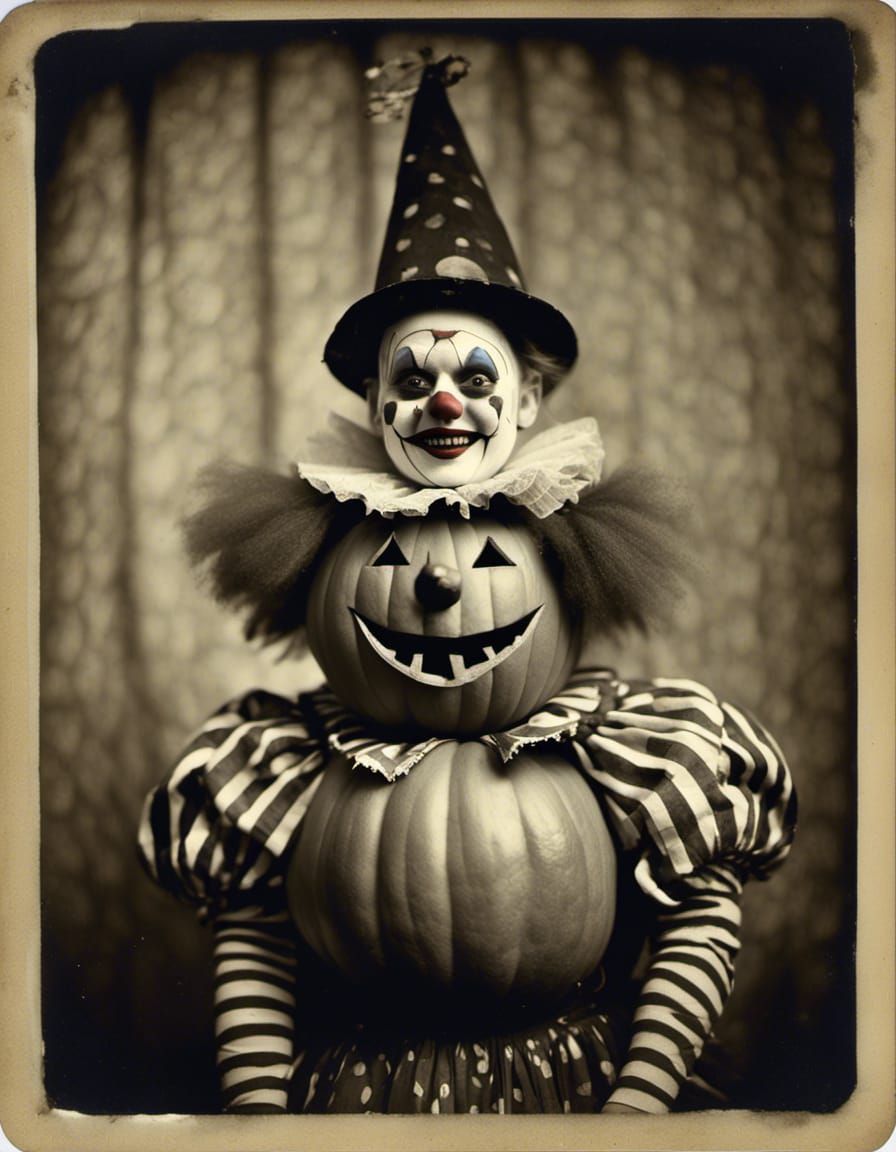Surreal Pumpkin-Clown Photographic Portrait