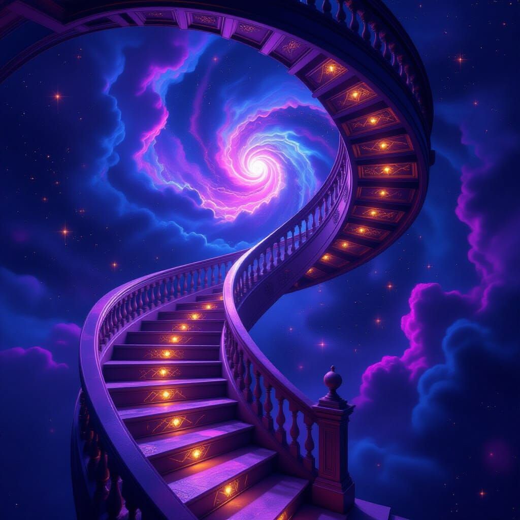 Cosmic Spiral Staircase Descending into Abyss