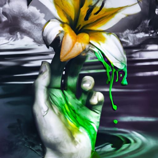 Hyperrealistic Woman with Lily in Splash Art Style