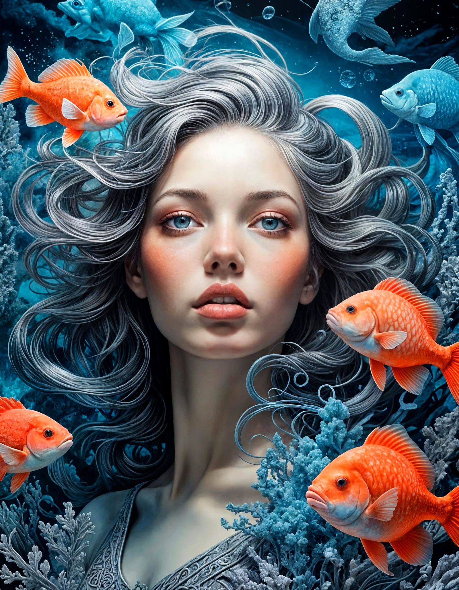 Coral Pink Seascape Siren Under Cerulean Skies