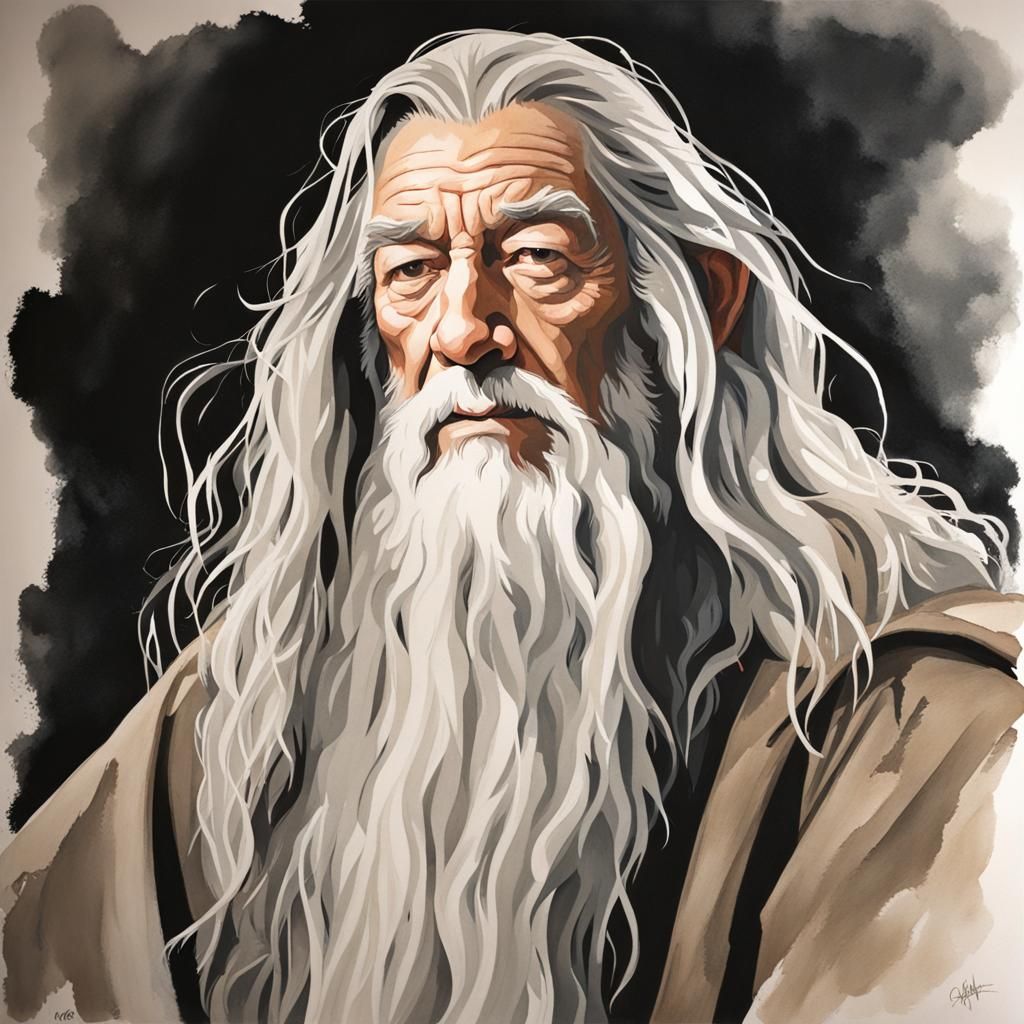 Gandalf: Detailed Gouache Painting
