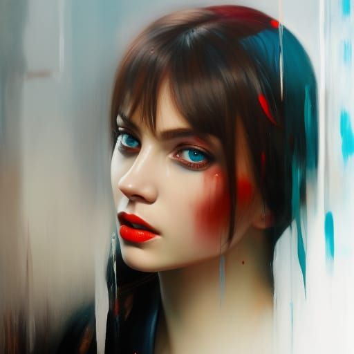 Girl in Subway: Digital Art Masterpiece