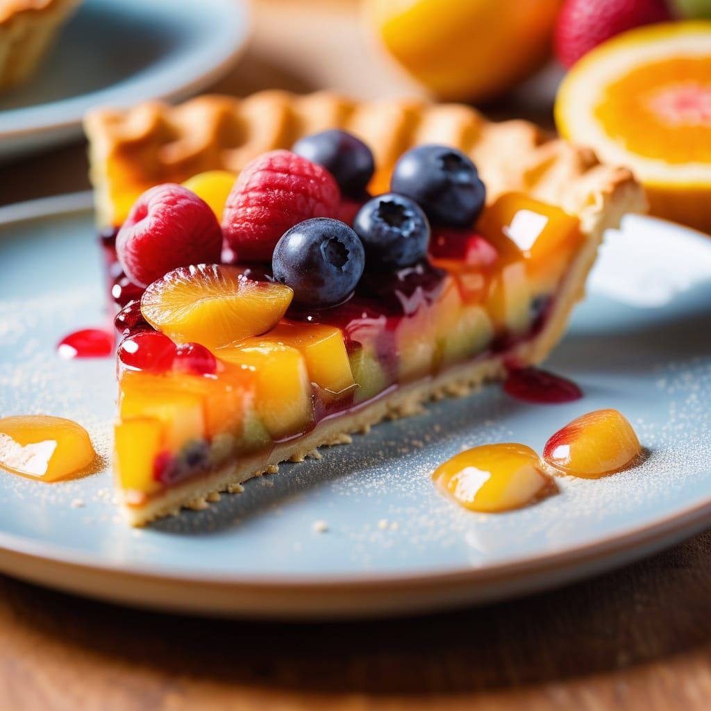 Vegan Fruit Tart Still Life in Warm Light