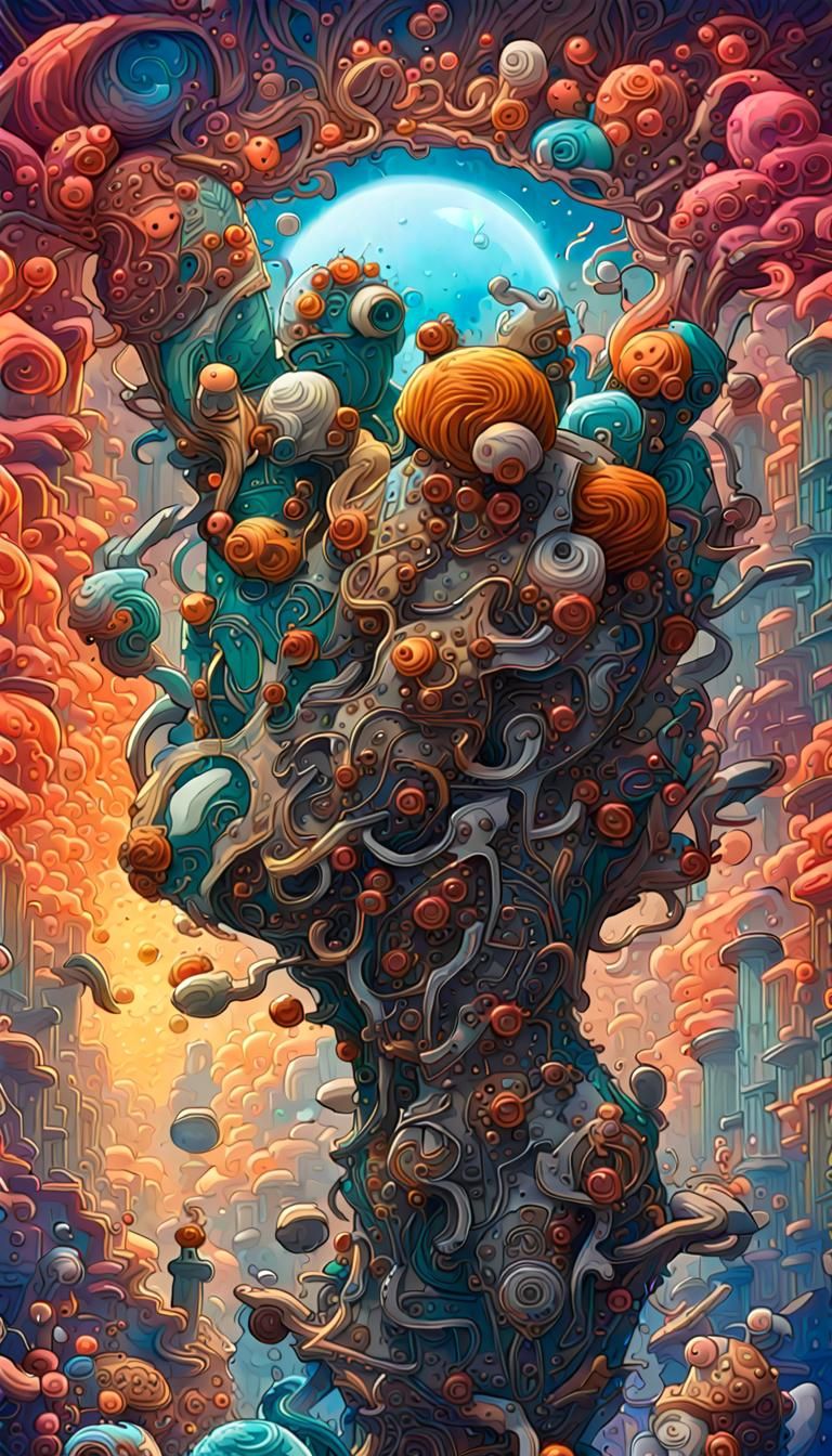 Surreal Neon Landscape in Maximalist Style