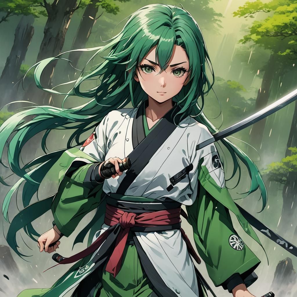 Heroic Anime Girl with Katana in Studio Trigger Style