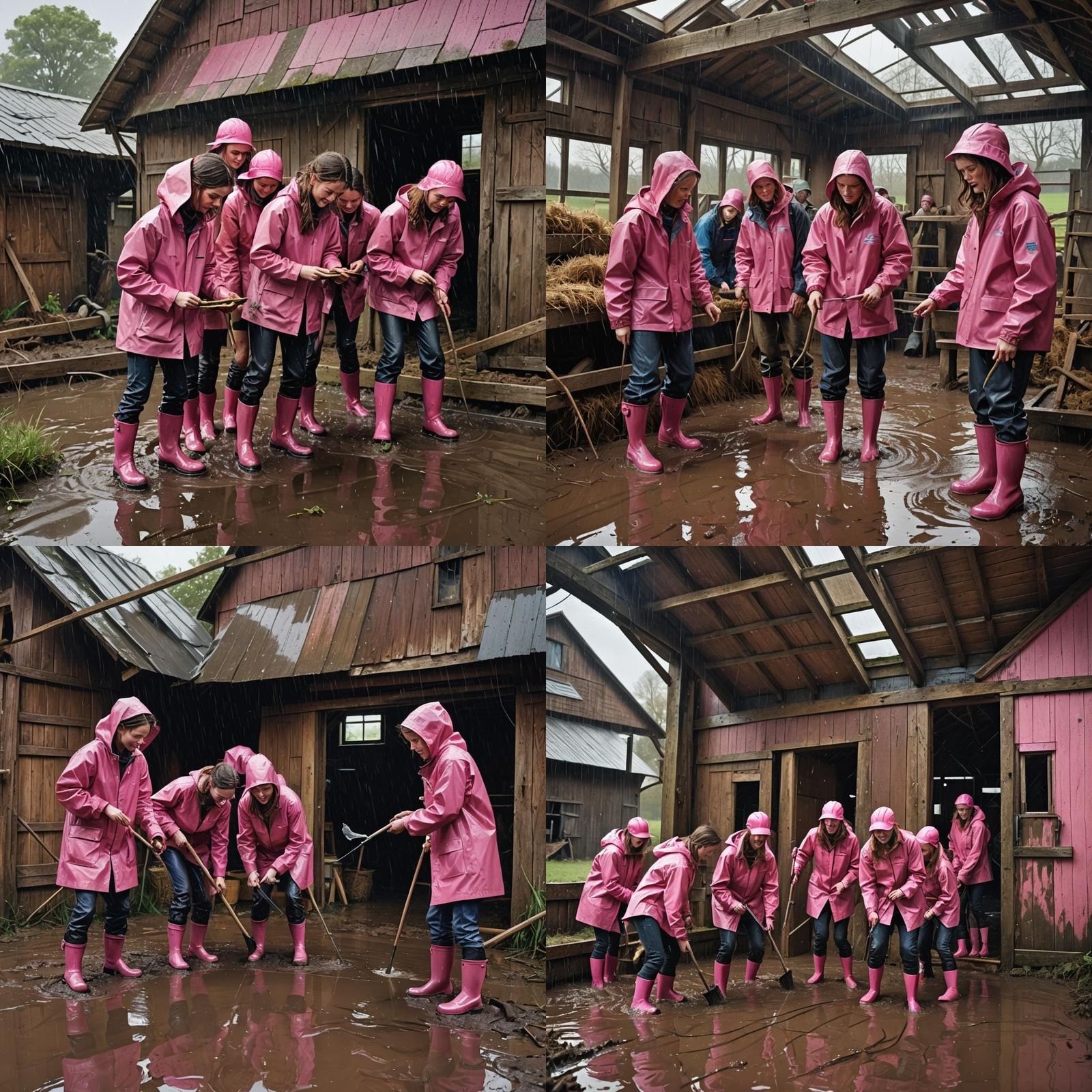 Flooded Barn on Farm: Detailed Matte Painting