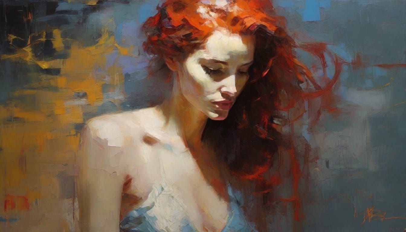 Gritty Noir Punk Girl Portrait in Impasto Style