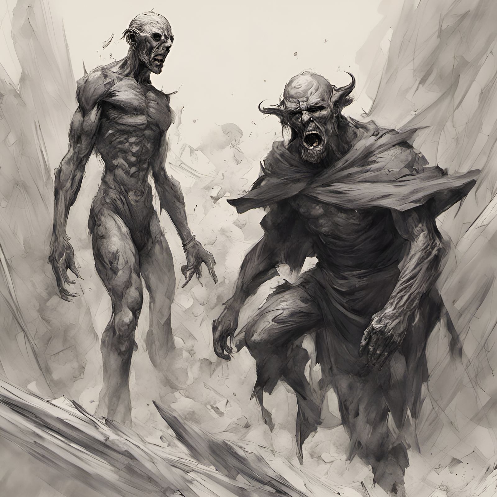 Goblins of War: Dramatic Watercolor Painting