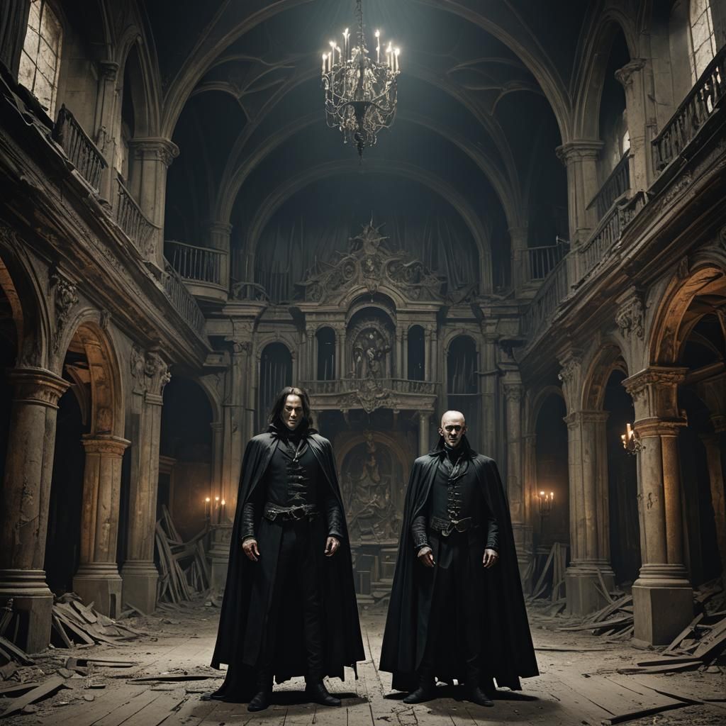 Vampires in Abandoned Opera House, Dark Fantasy Art