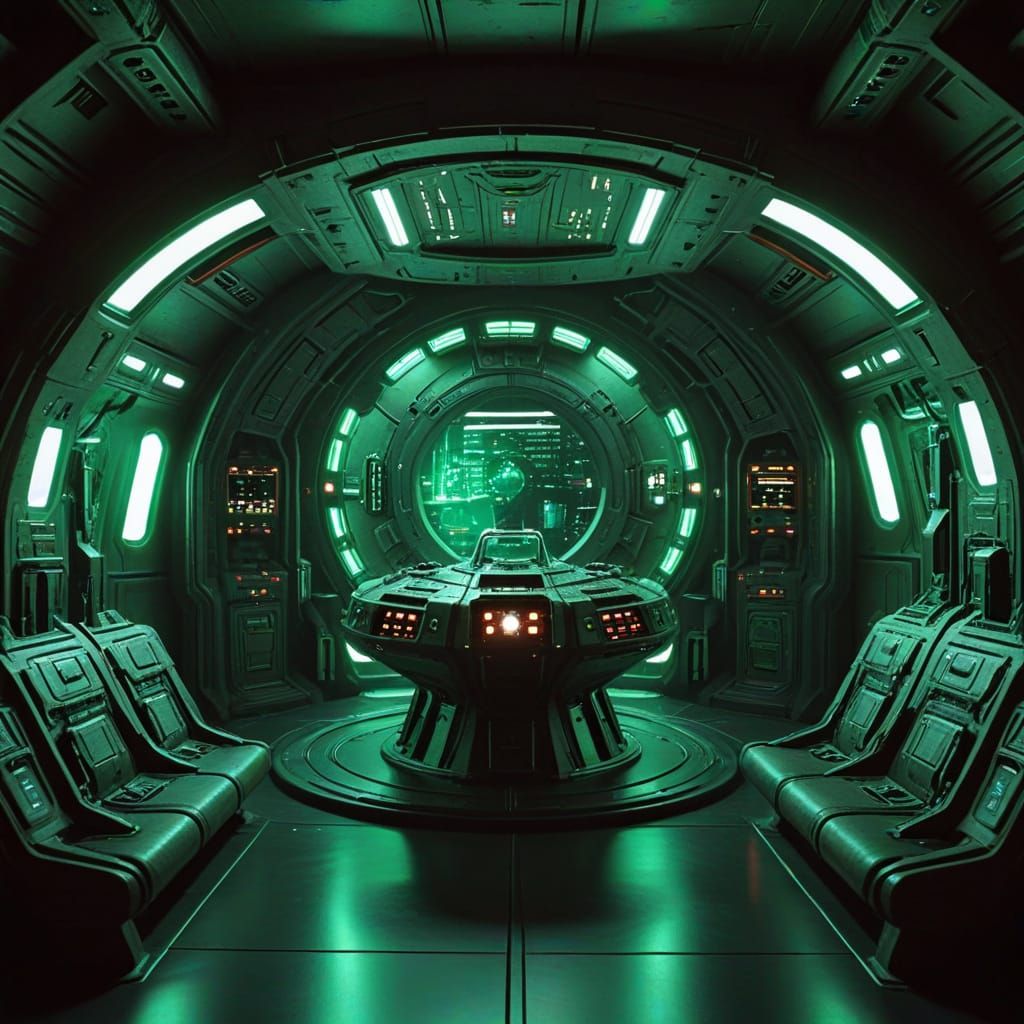 Star Trek Borg Ship Interior with Green Light