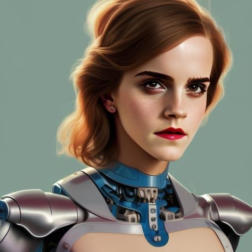 Emma Watson as 80s Robot Girl: Detailed Portrait