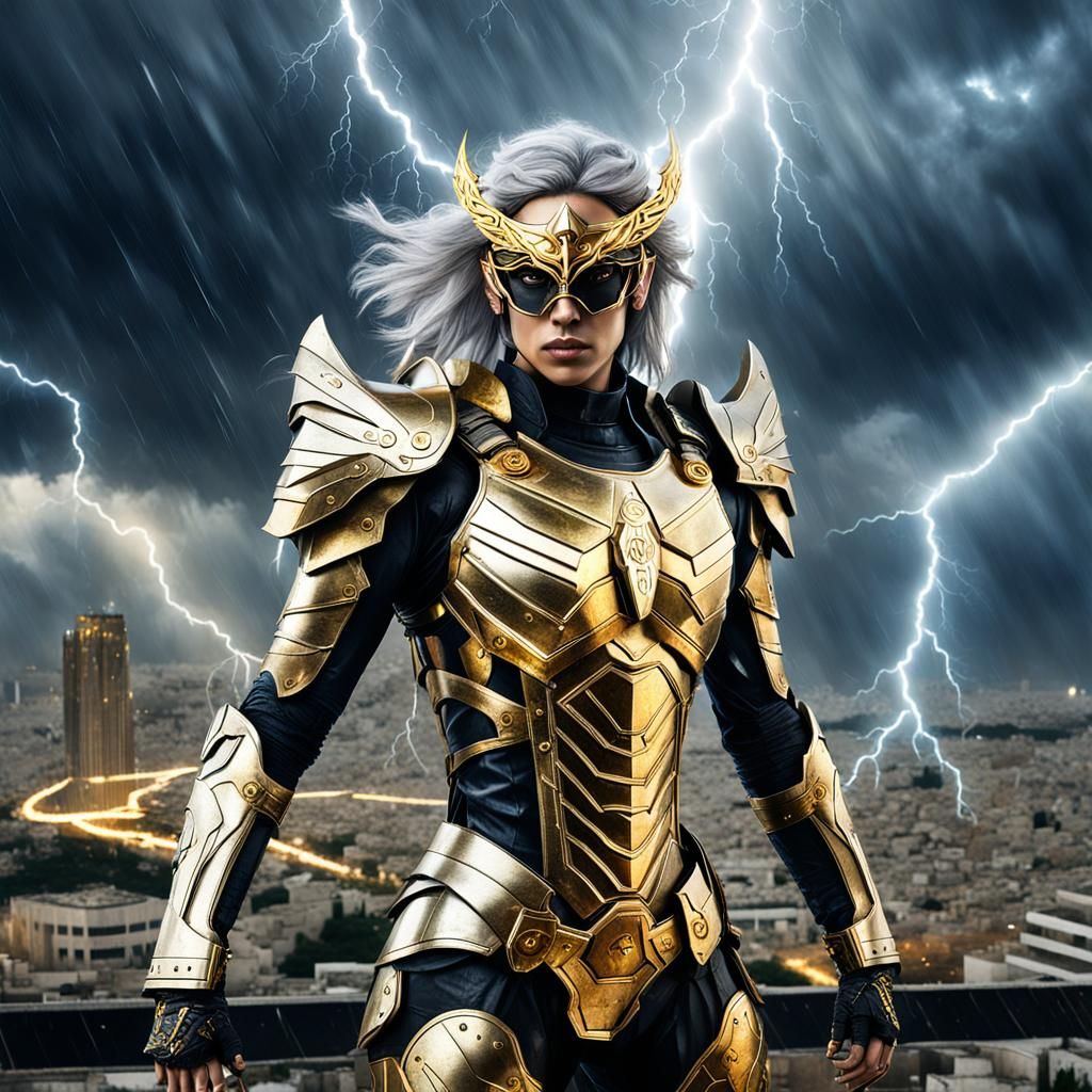Divine Androgynous Angel in Metallic Gear Style