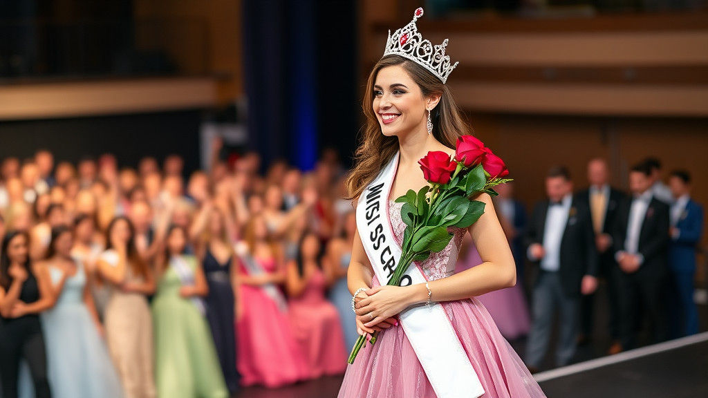 Beauty Queen Receives Award On Stage