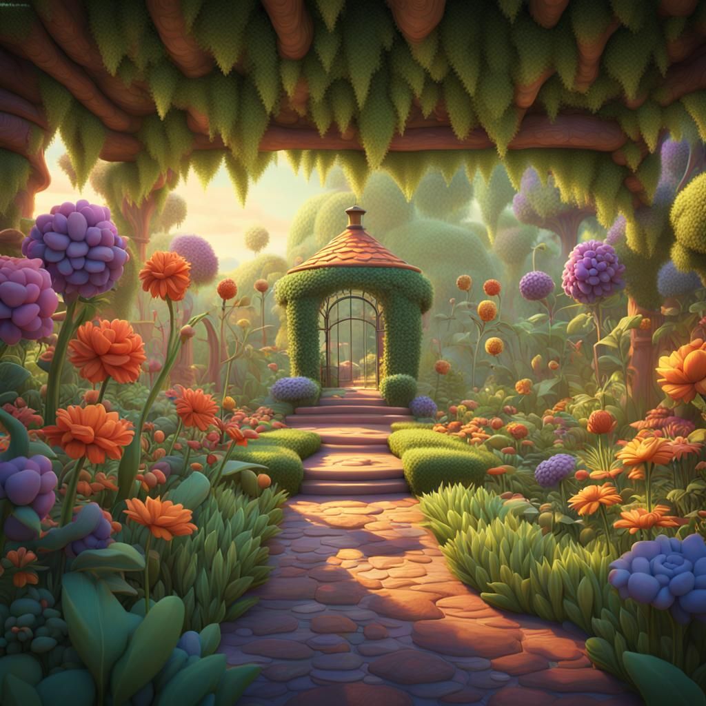 Cannabis Garden in 3D Digital Art Style