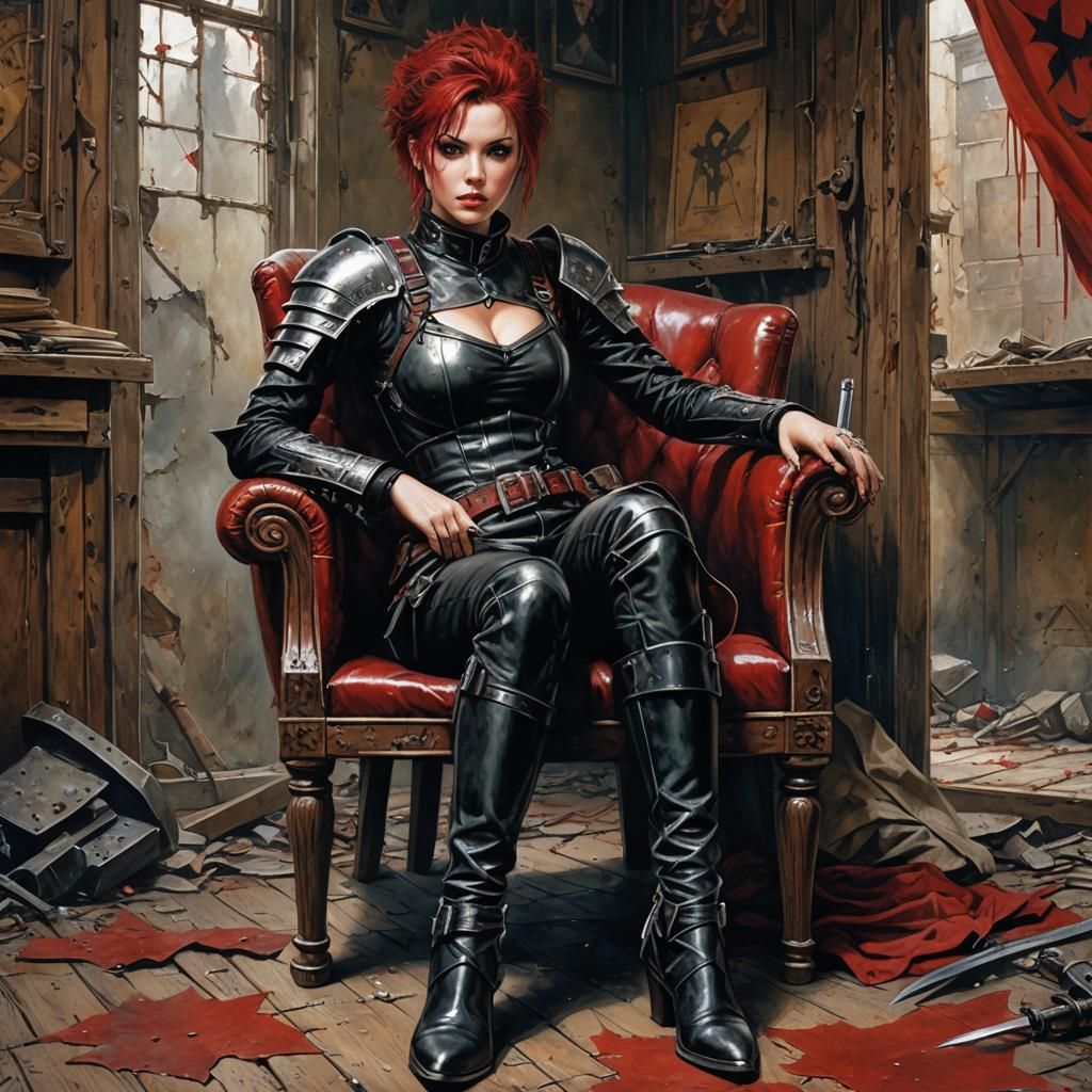 Post-Apocalyptic Woman Warrior in Abandoned House