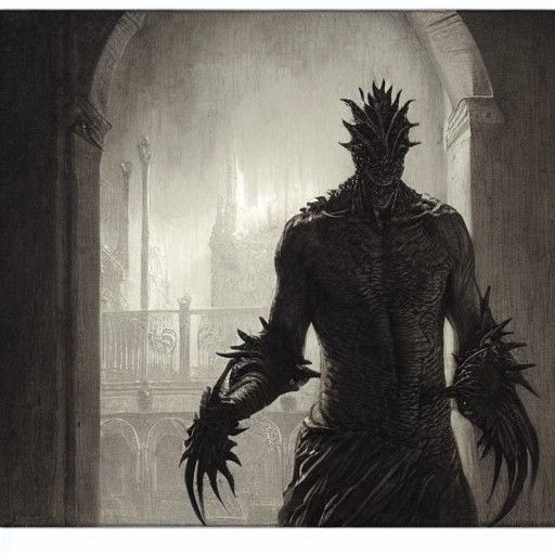 Lizard Assassin in Gothic Horror Style