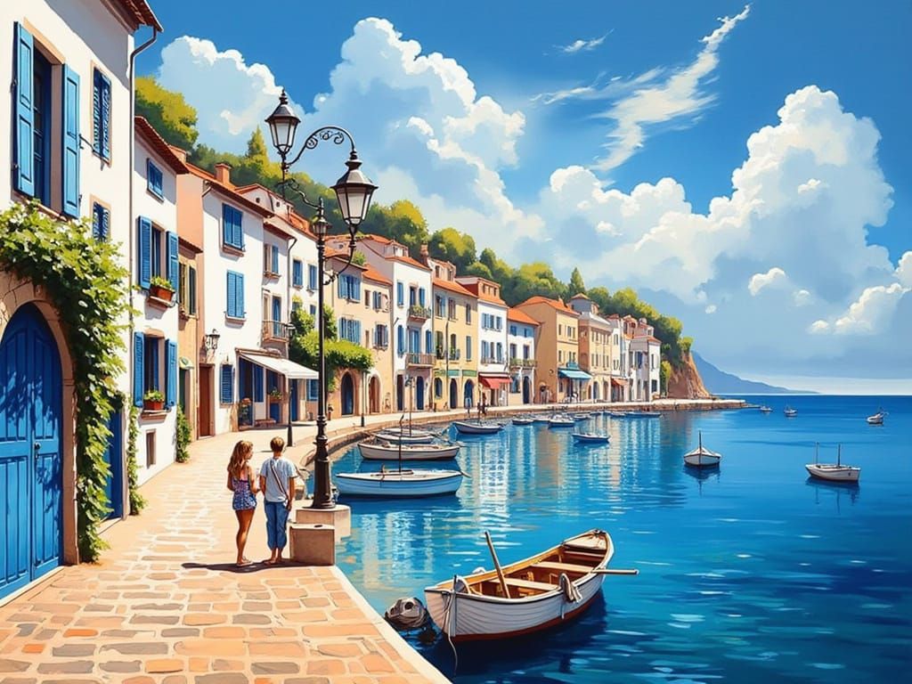 Surreal Coastal Scene in Impasto Style