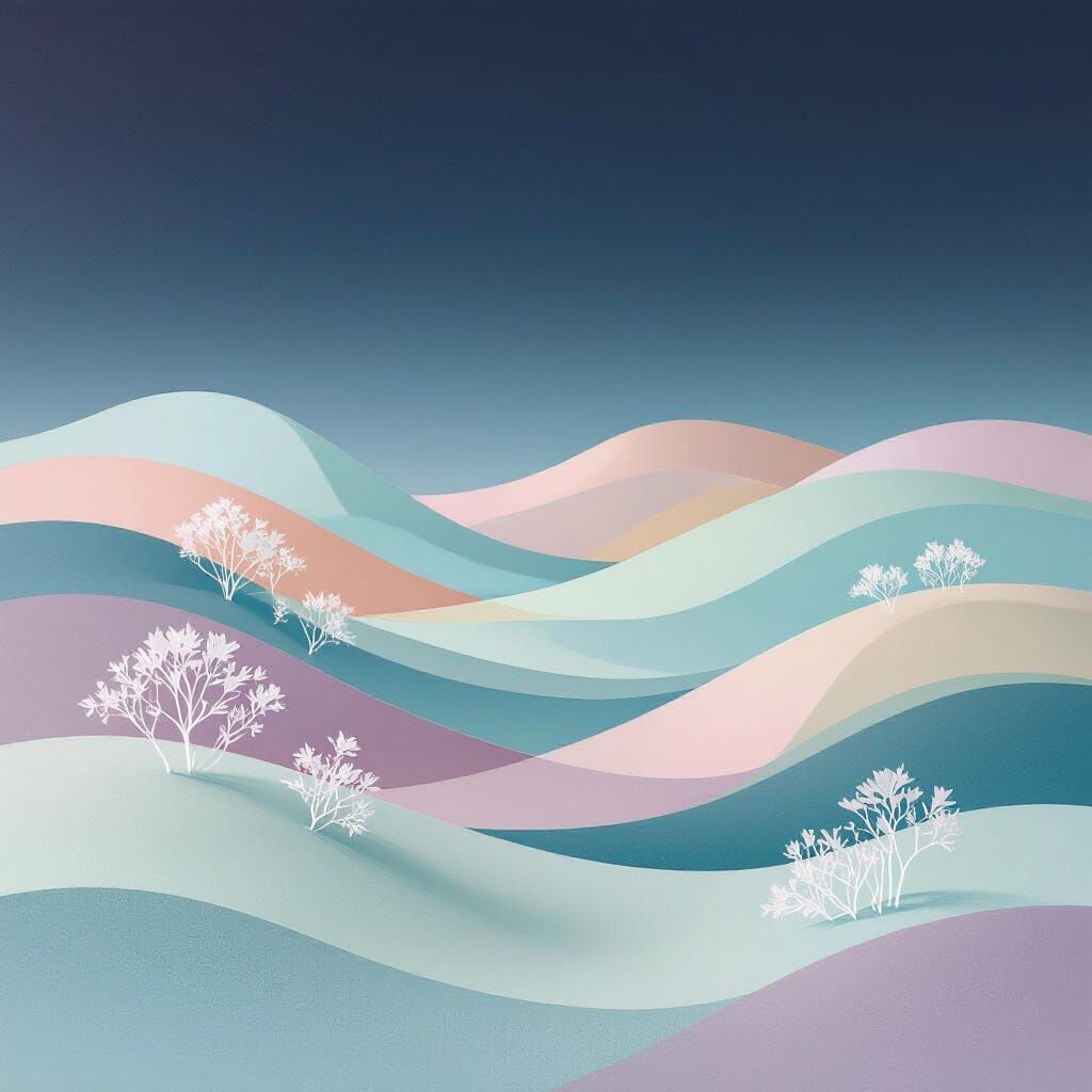 Ethereal Sea Glass Landscape with Crystalline Trees