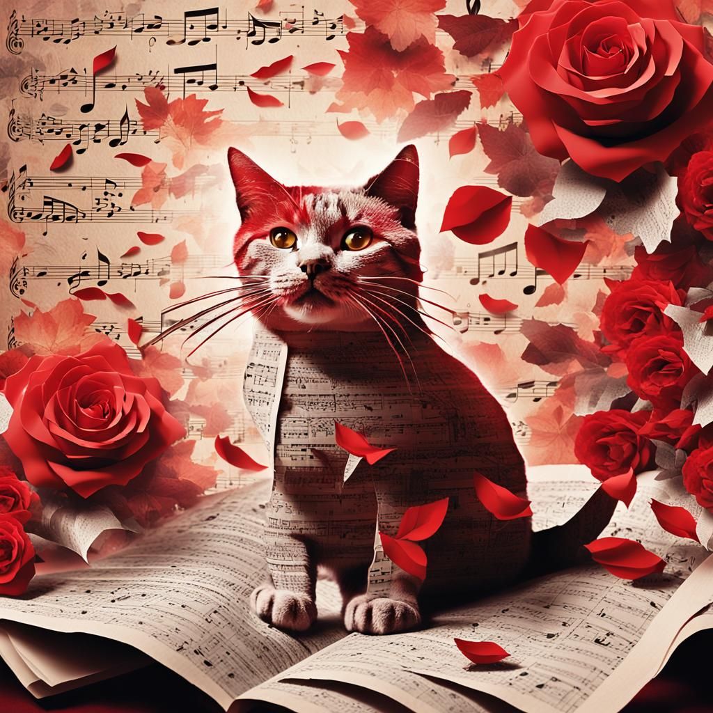 Surreal Cat Photogram in Vibrant Digital Art Style