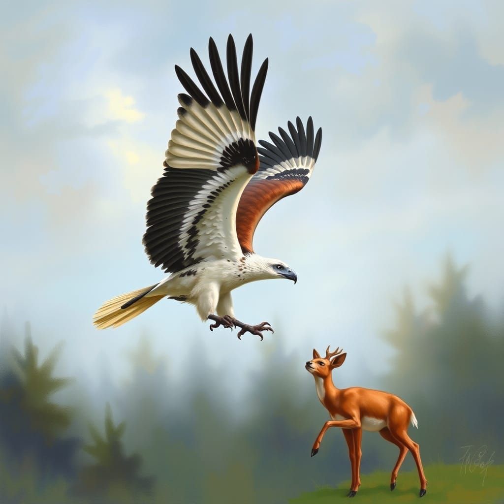 Regal Harpy Eagle in Flight with Prey