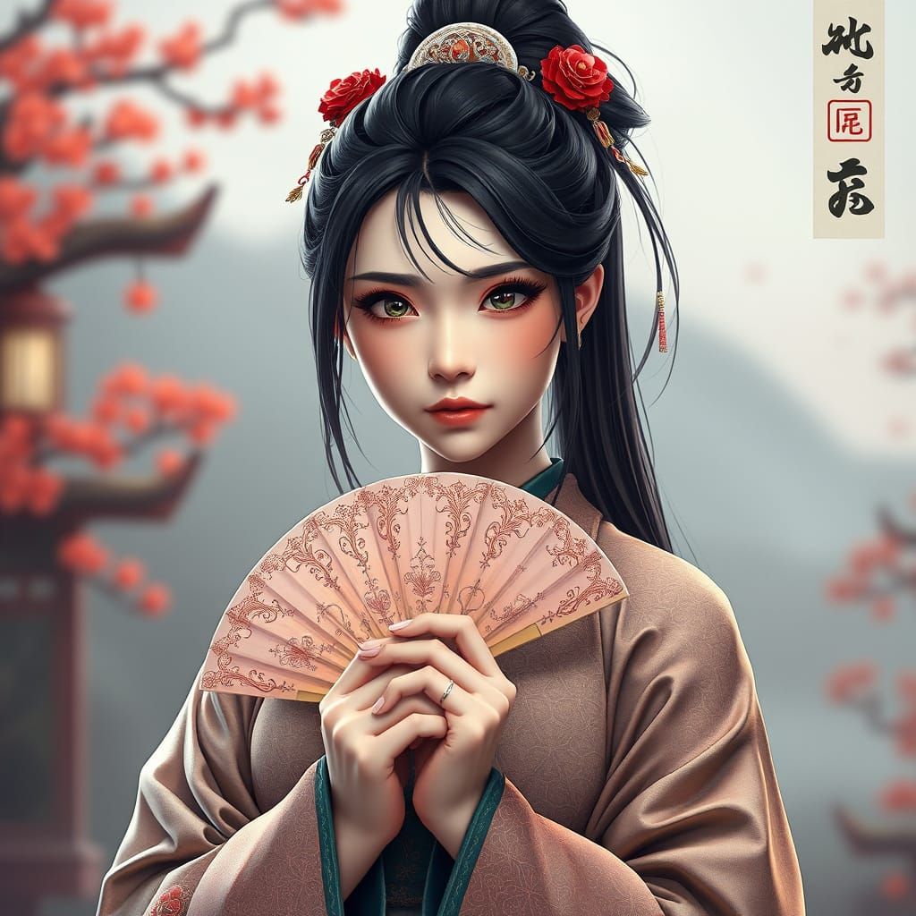 beautiful woman, manhwa style, complex, focus on eyes, exqui...