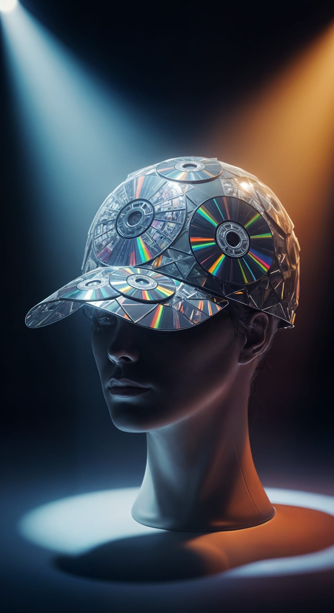 Futuristic DVD Cap in Cyberpunk Retro-Tech Style