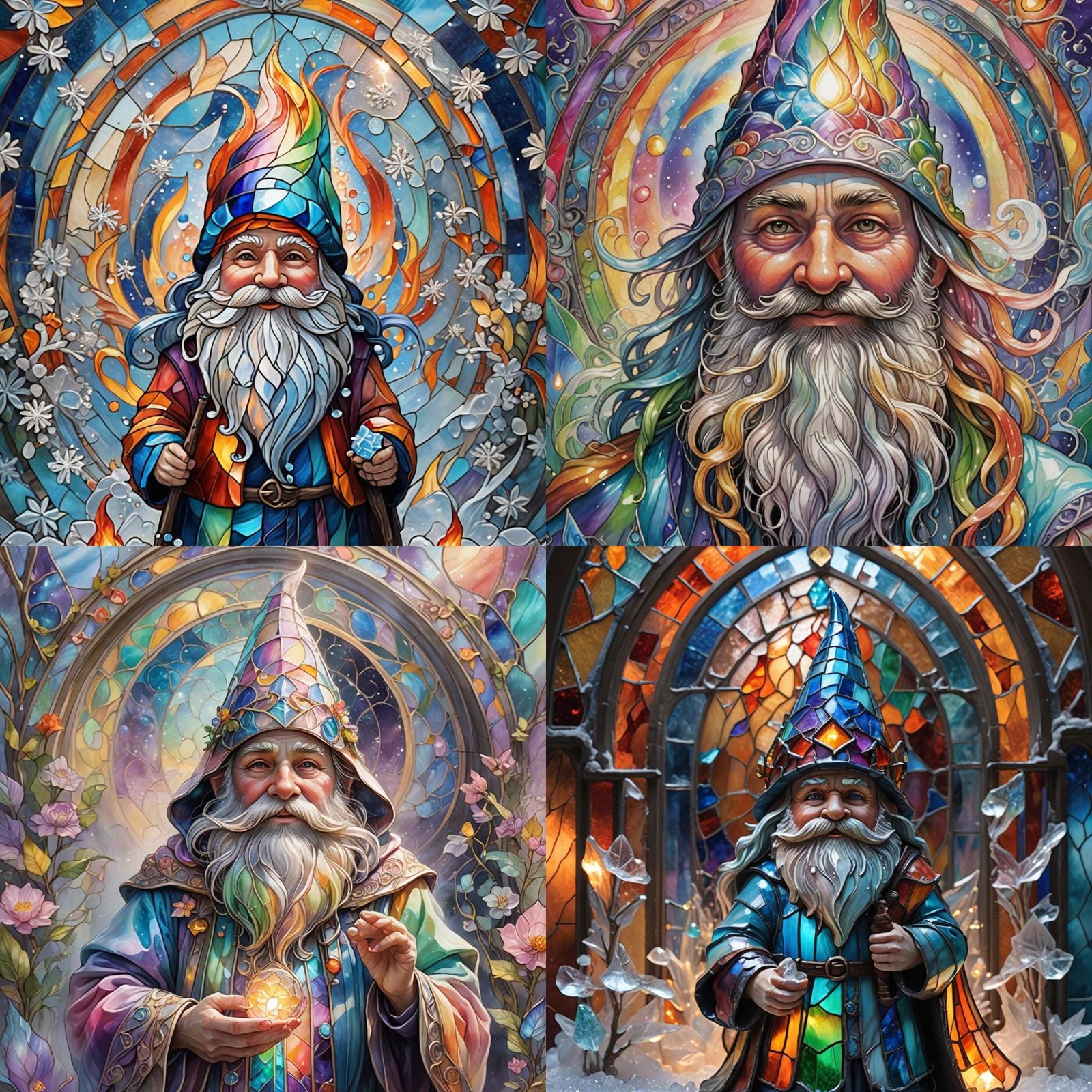 Whimsical Rainbow Gnome in Pastel tones