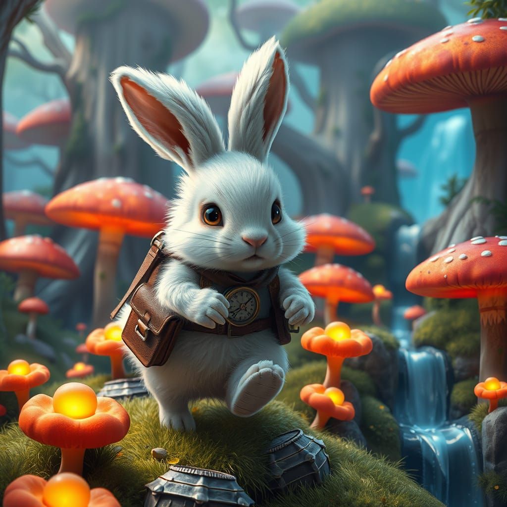 Adventurous Rabbit Quest in Oversized Mushroom Forest