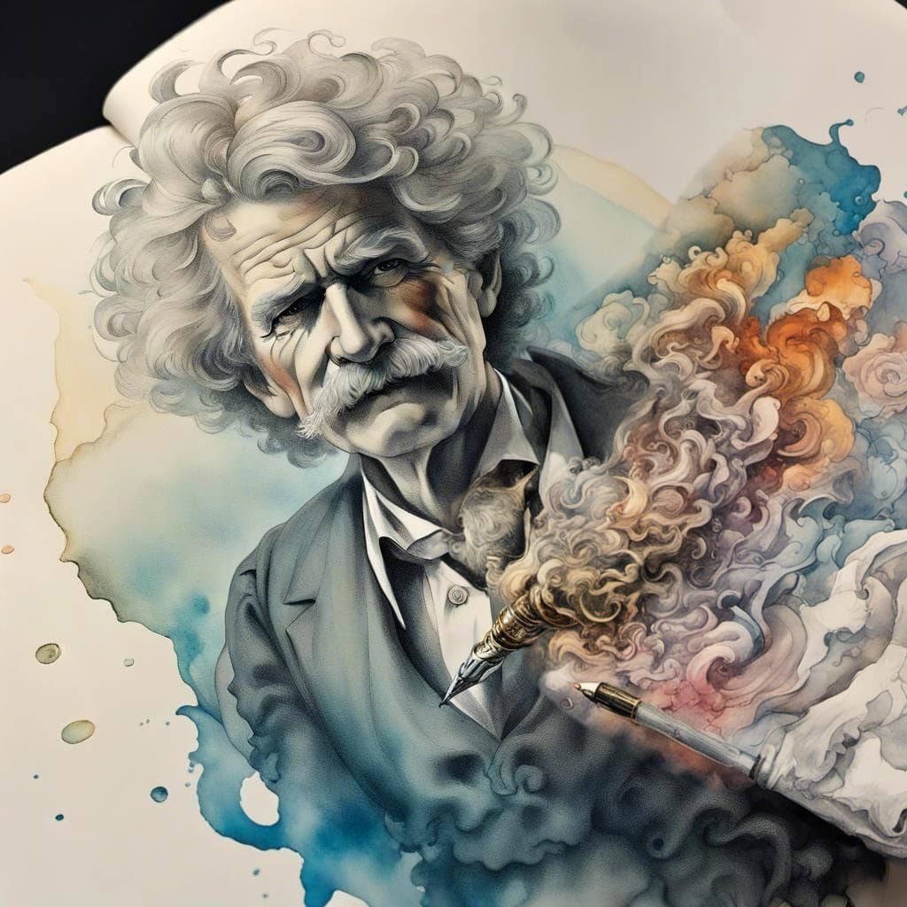 Mark Twain Ink Drawing