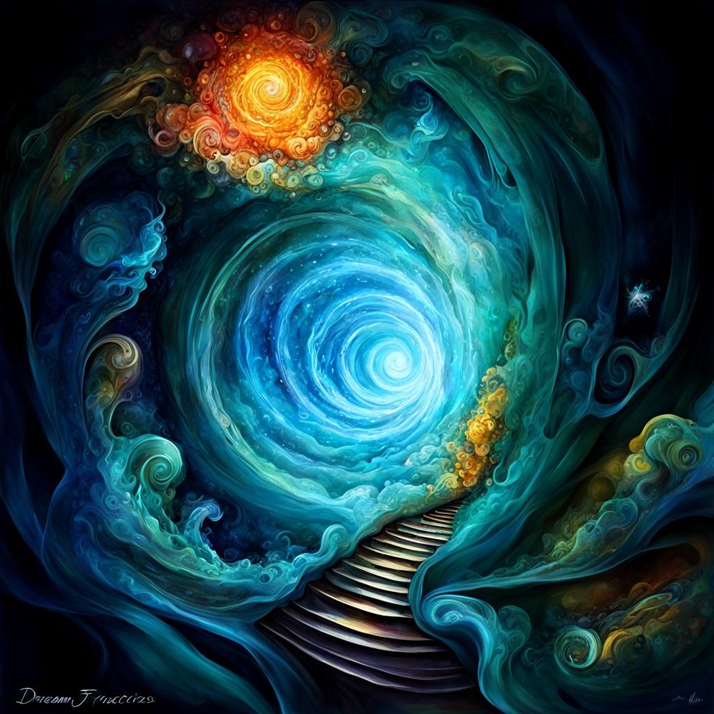 Ethereal Dream Fractures: A Fantasy Mindscape in Alcohol Ink