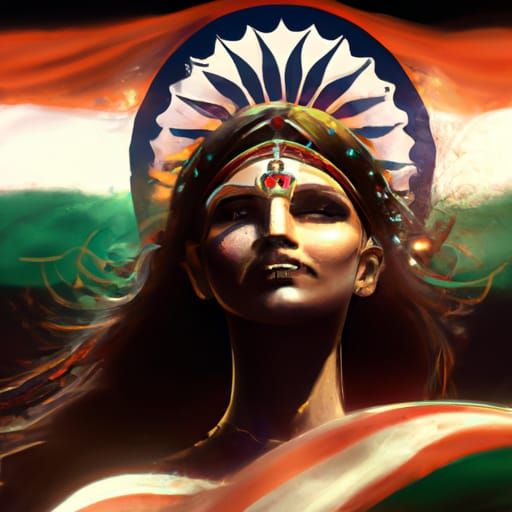 Hyperdetailed Portrait of Indian Flag in Art Nouveau Style