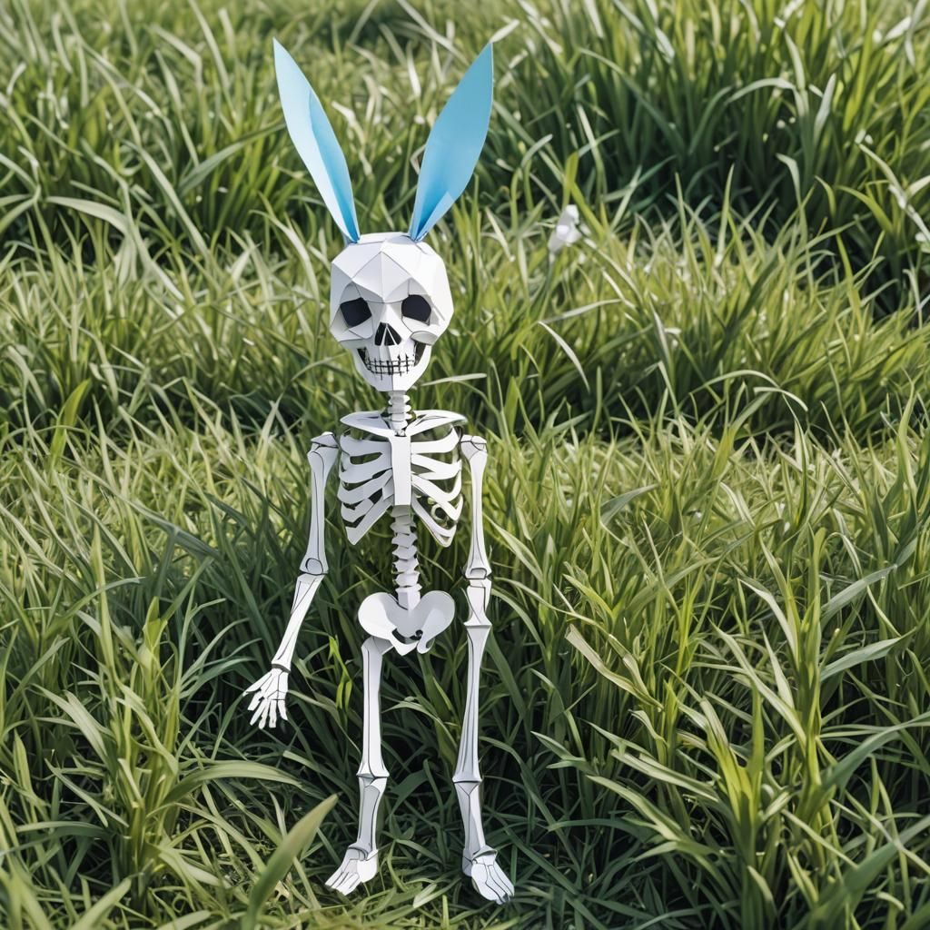 Origami Skeleton with Bunny Ears Papercraft