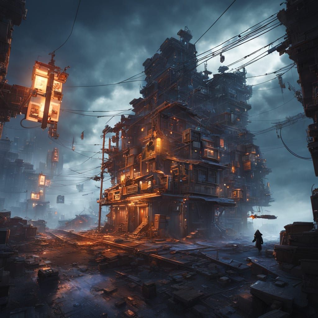 Cyberpunk Ninja Circuit in Industrial Landscape