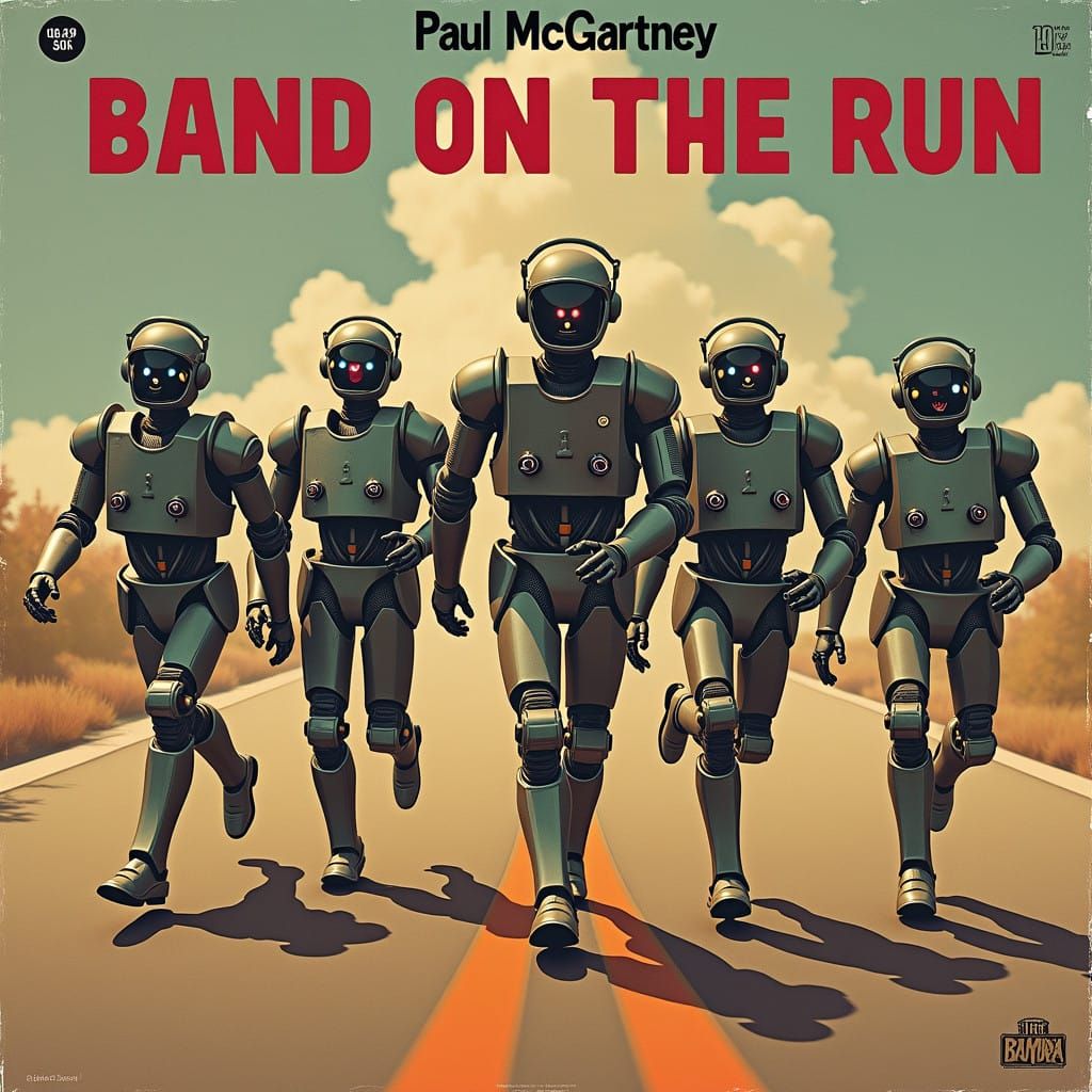 the cover of paul McCartney's Band On The Run album, but with robots