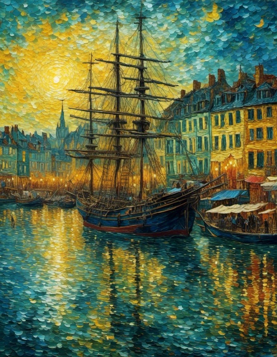 Neo-Impressionist Oil Painting in Expressionist Style