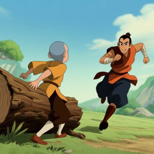 Aang and Zuko Confrontation in Avatar Style