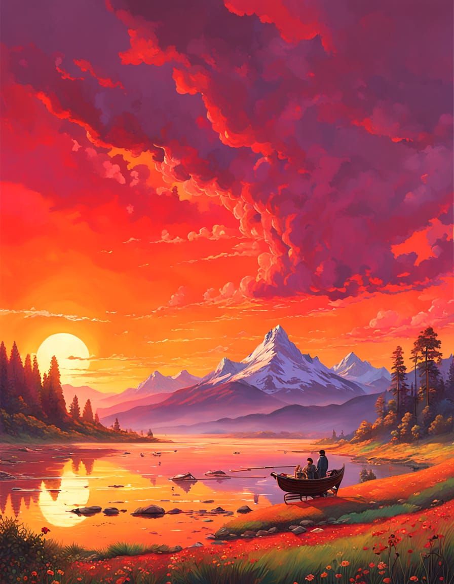 Whimsical Fairytale Landscape in Colorful Sci-fi Style