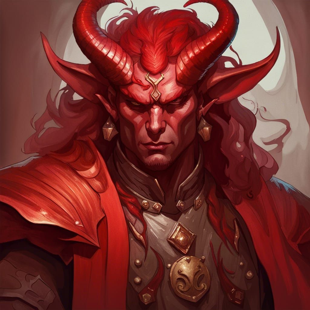 Intimidating Tiefling Warrior Portrait in 8K Resolution