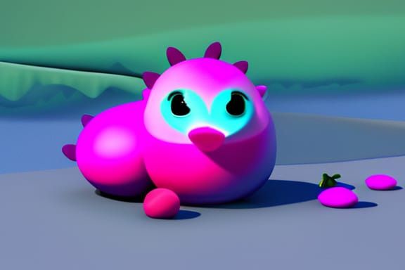Pink and Aqua Fuzzy Caterpillar Creature Concept Art