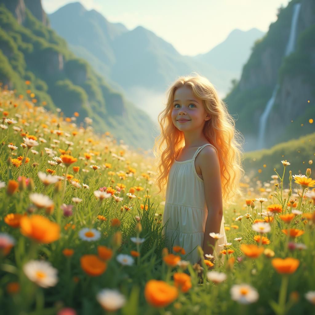Girl in Meadow: Fantasy Concept Art