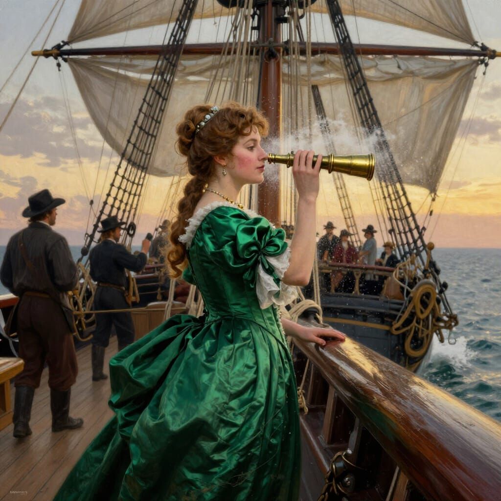 Regal Regency Woman on Tall Ship Deck