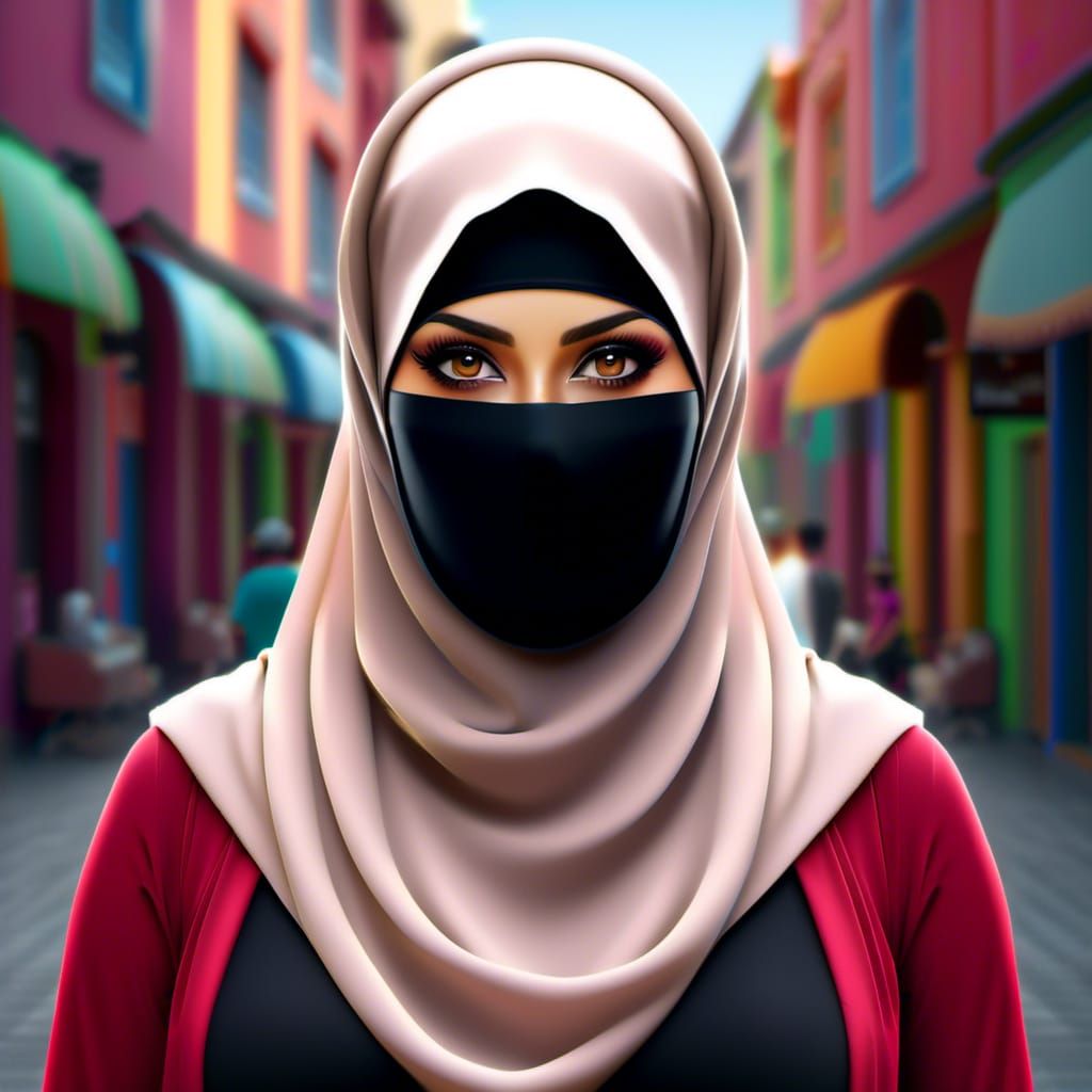 Beautiful Niqabi Woman Portrait in Urban Setting