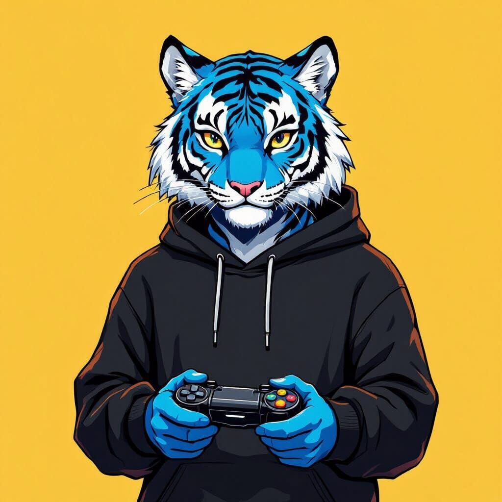 Blue Tiger Gamer in Anime Style