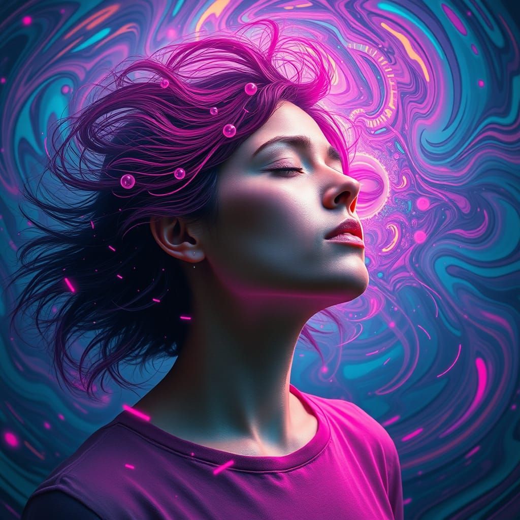 Psychedelic Tinnitus Dreamscape in Neon Colors