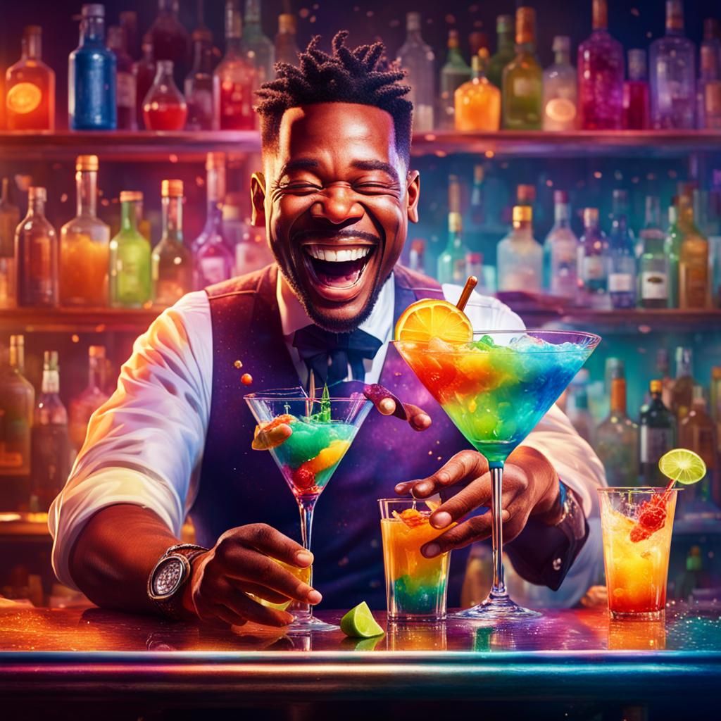 Hyperrealistic Bartender Creates Colorful Cocktail