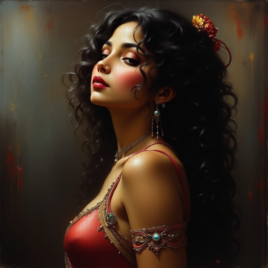 Latina Portrait in Profile with Moody Atmosphere