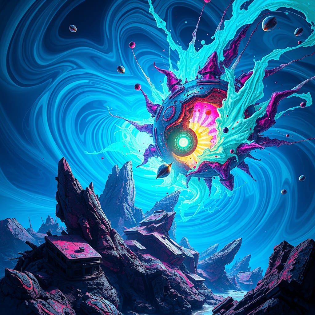 Surreal Futuristic Dreamscape in Glowing Pastel Green