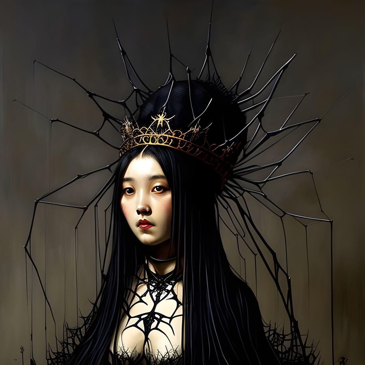 Spider Crown Portrait in Digital Art Style